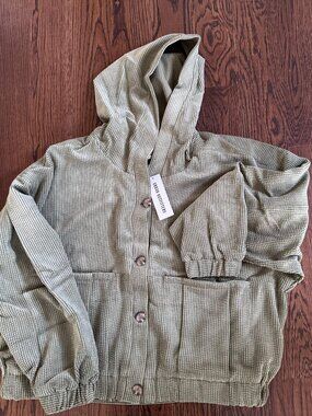 Urban Outfitters Della Corduroy Hooded Button Down Jacket Size L